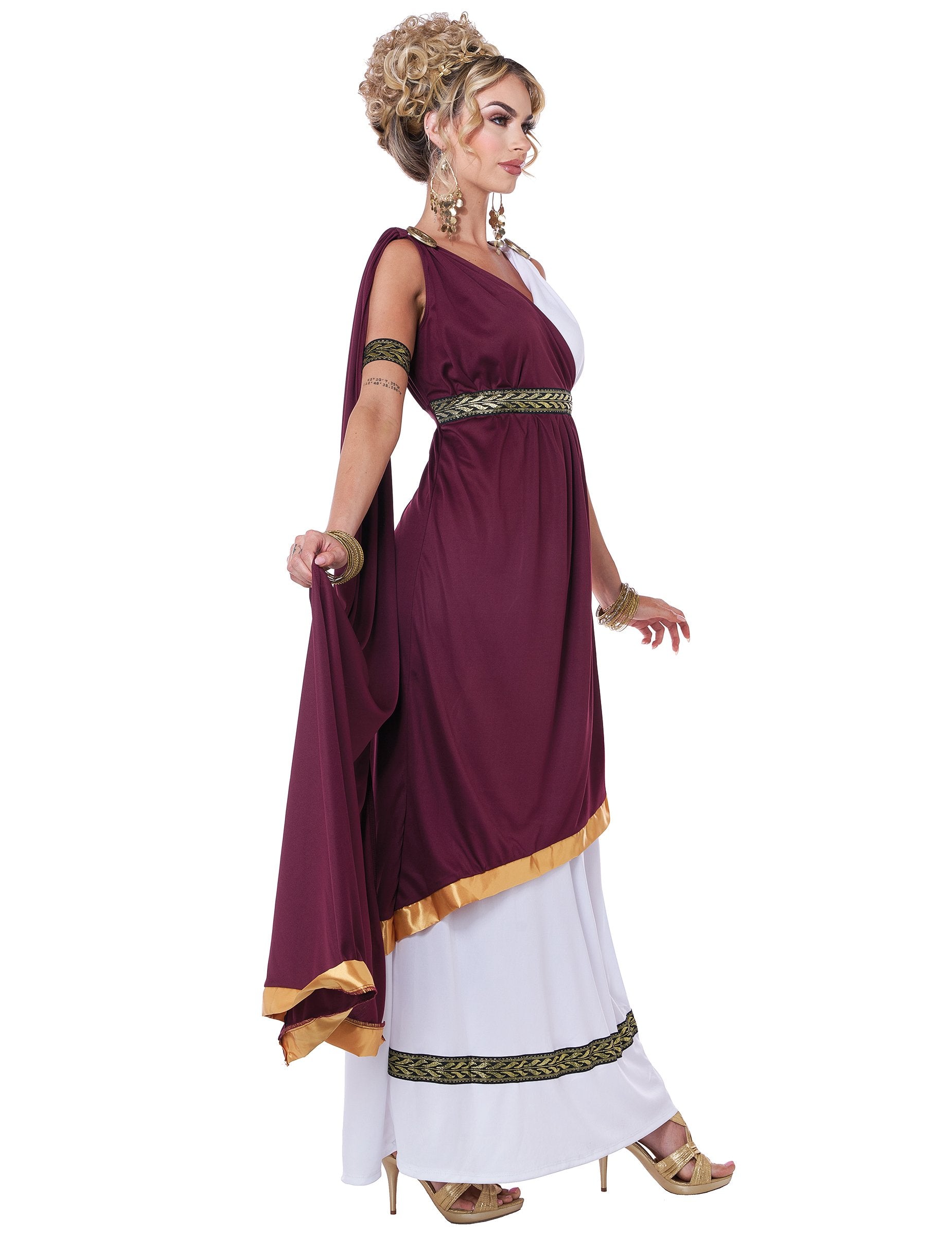 Pohľad z boku na déguisovanie rímskej imperátorky