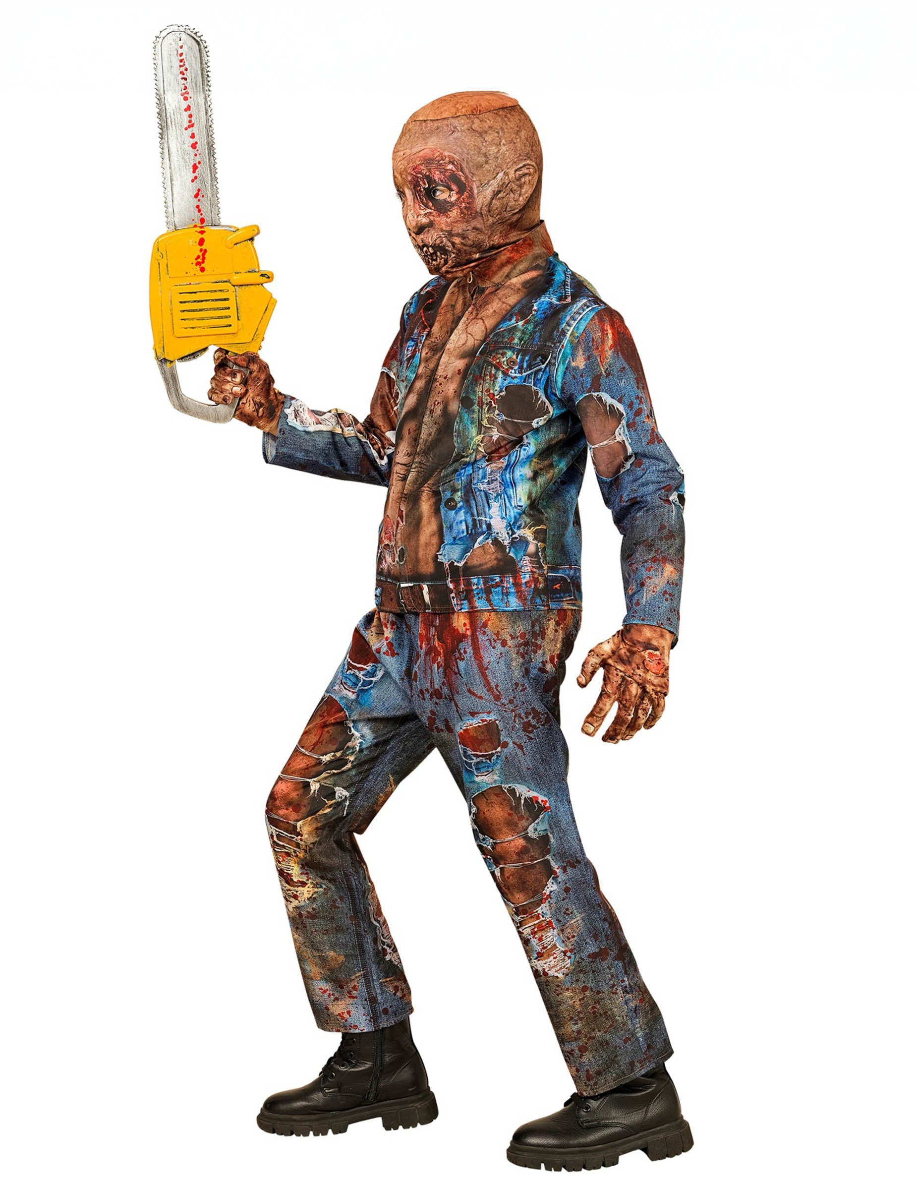 Vue de profil du déguisement intégral zombie pour enfant