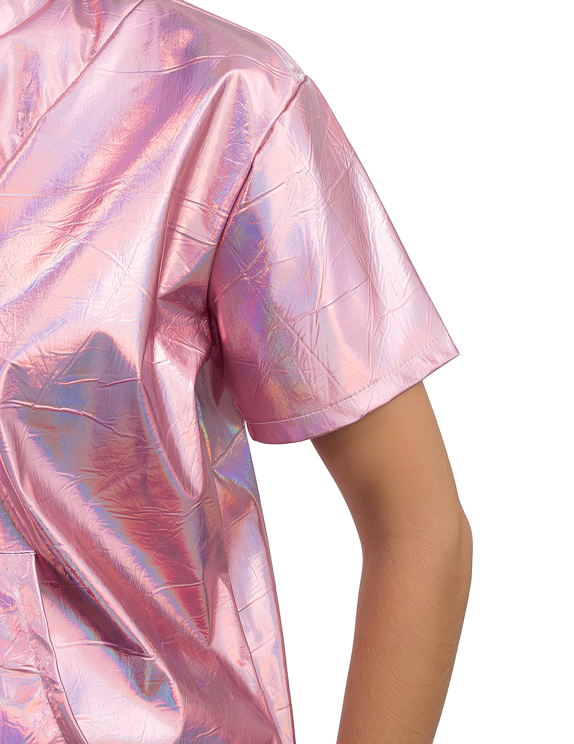 Détail de la manche courte du déguisement irisé pour femme