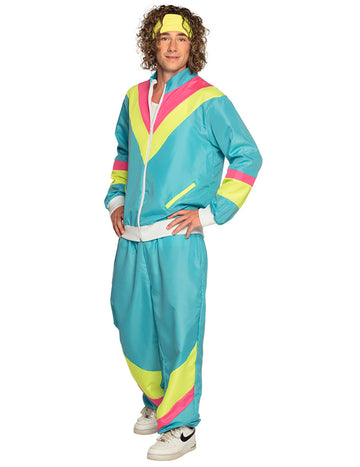 Pánsky neónový modrý retro jogging kostým