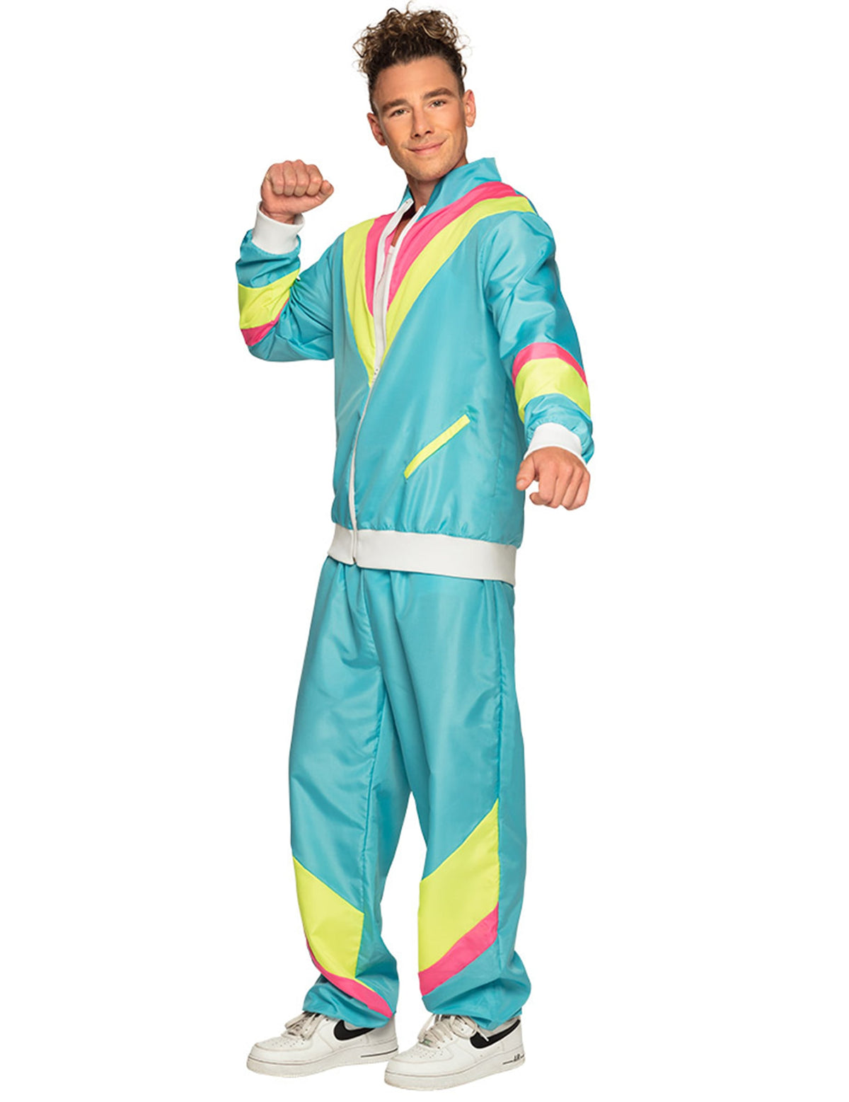 Pánsky neónový modrý retro jogging kostým