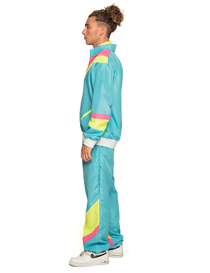 Pánsky neónový modrý retro jogging kostým