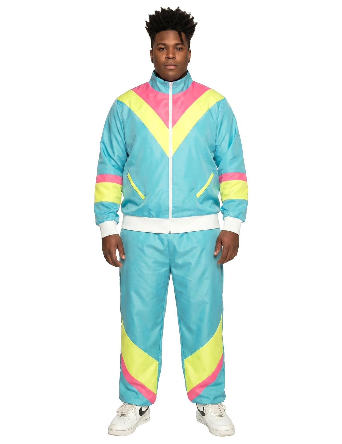 Pánsky neónový modrý retro jogging kostým
