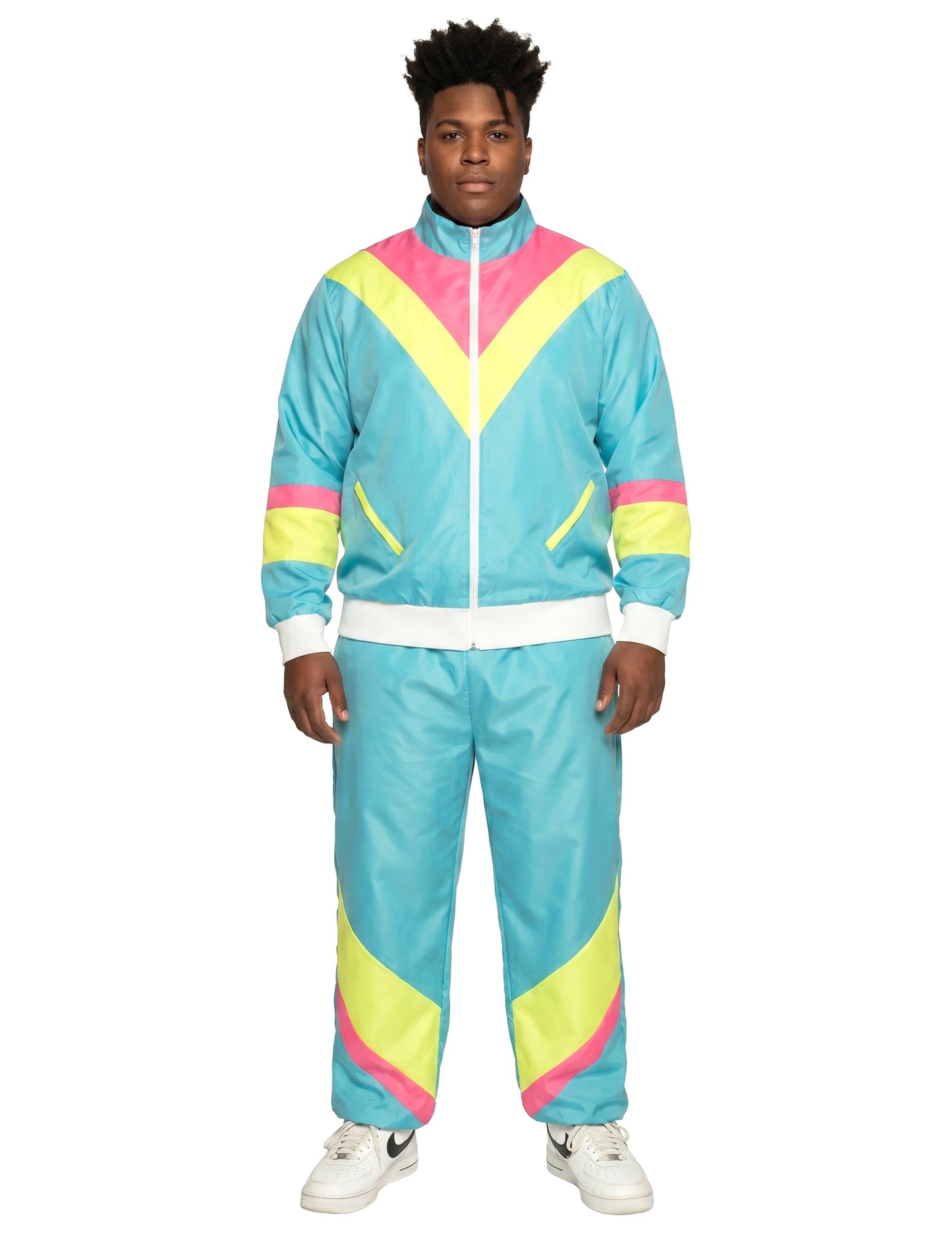 Pánsky neónový modrý retro jogging kostým