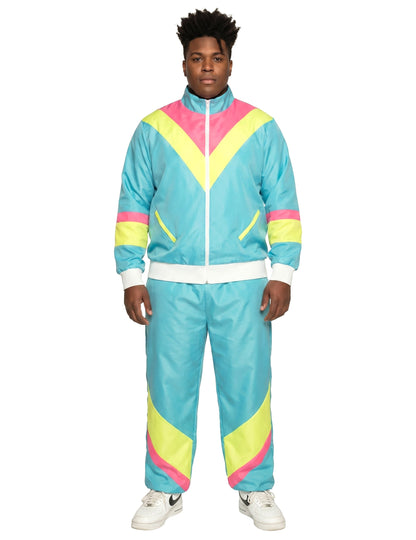 Pánsky neónový modrý retro jogging kostým