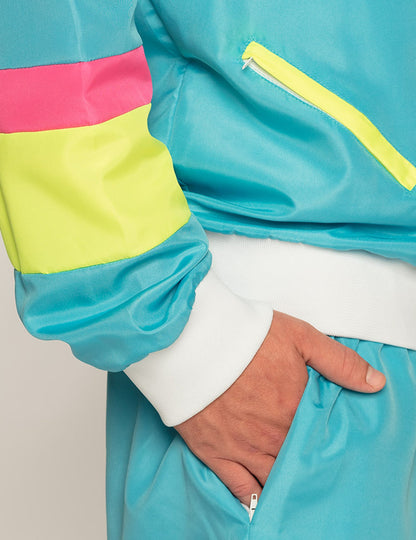 Pánsky neónový modrý retro jogging kostým