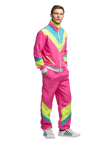Pánsky neónový ružový retro jogging kostým
