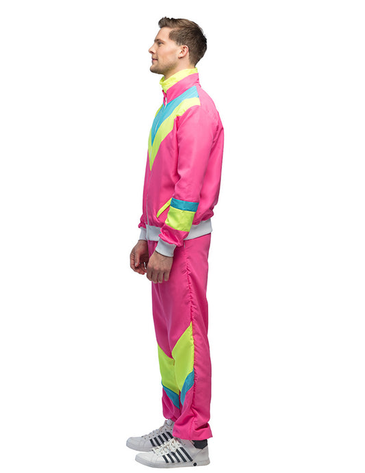 Pánsky neónový ružový retro jogging kostým