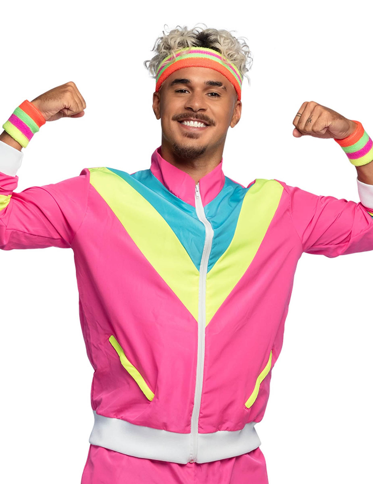 Pánsky neónový ružový retro jogging kostým