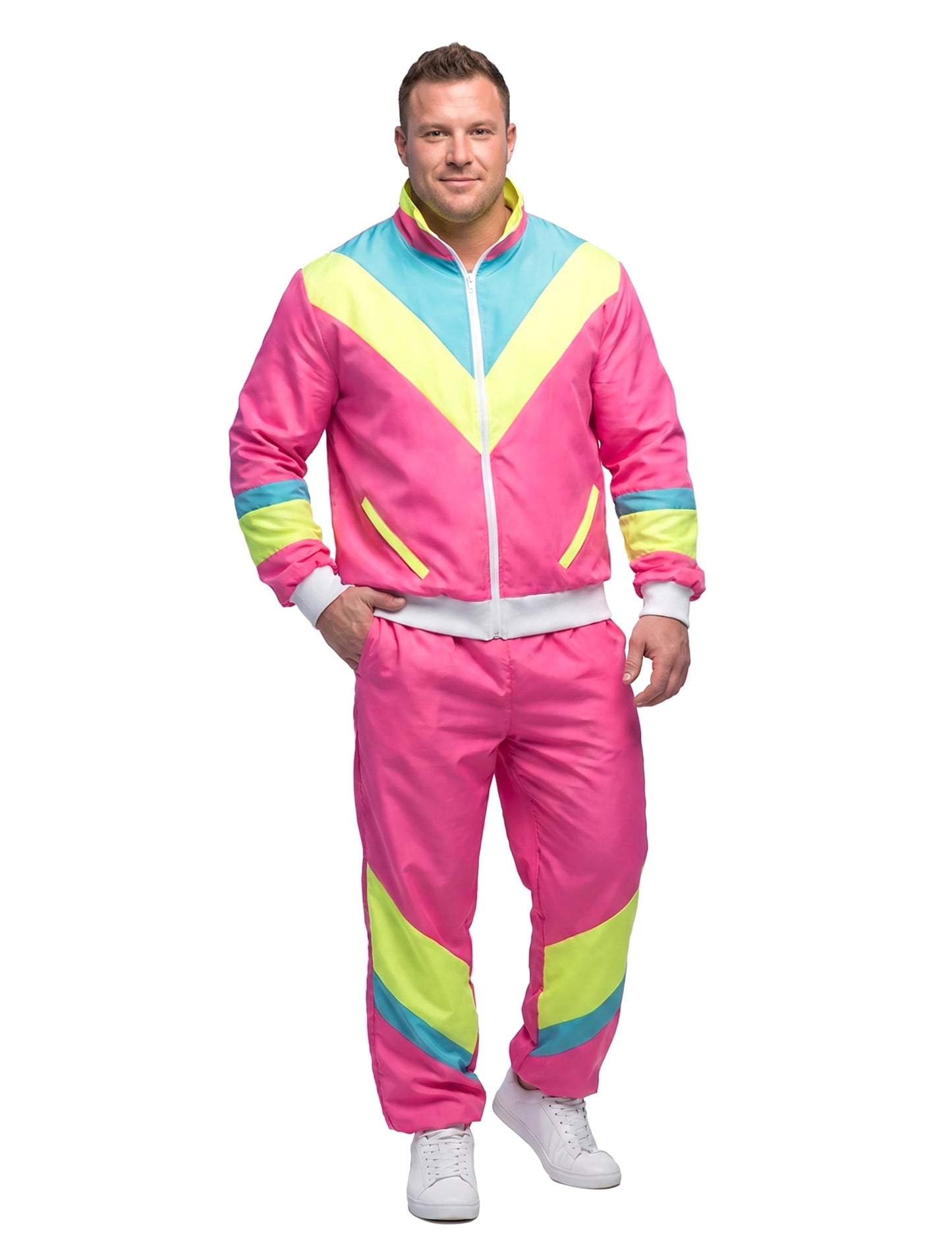 Pánsky neónový ružový retro jogging kostým