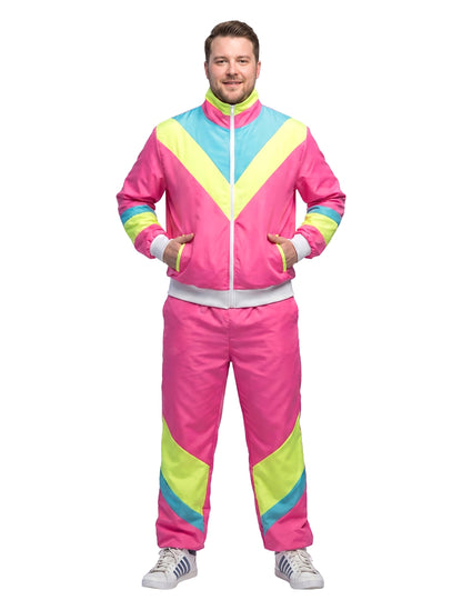 Pánsky neónový ružový retro jogging kostým