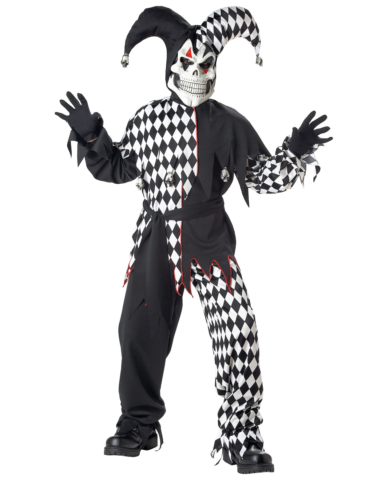 Déguisement joker diabolique pour enfant noir et blanc avec masque