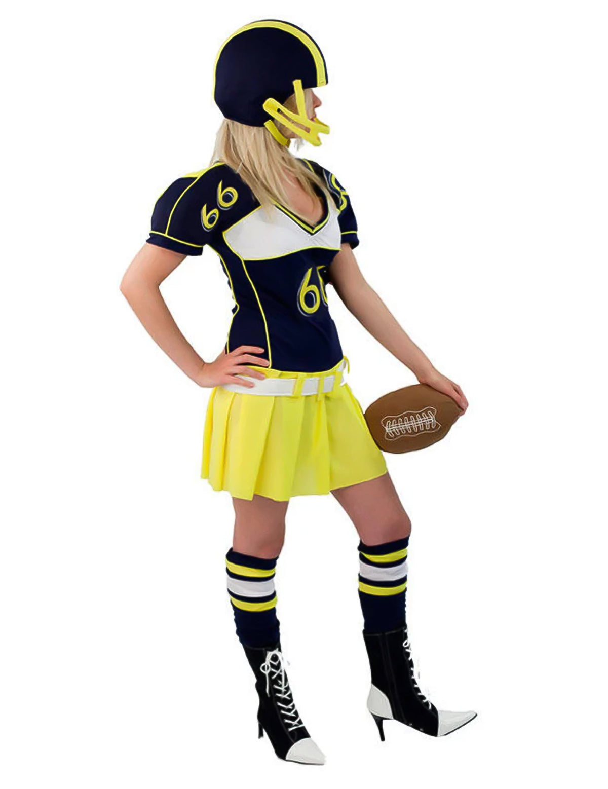 Vue de profil du déguisement de joueuse football américain