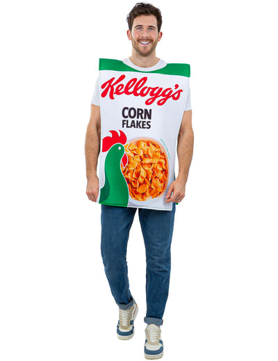 Dospelý kostým Kellogg's Corn Flakes krabica od cereálií