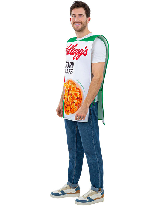 Dospelý kostým Kellogg's Corn Flakes krabica od cereálií