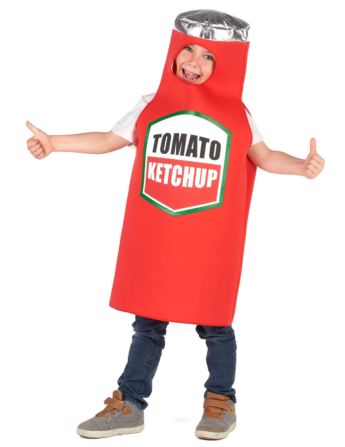 Kostým kečupu pre dieťa červená s strieborná zátka