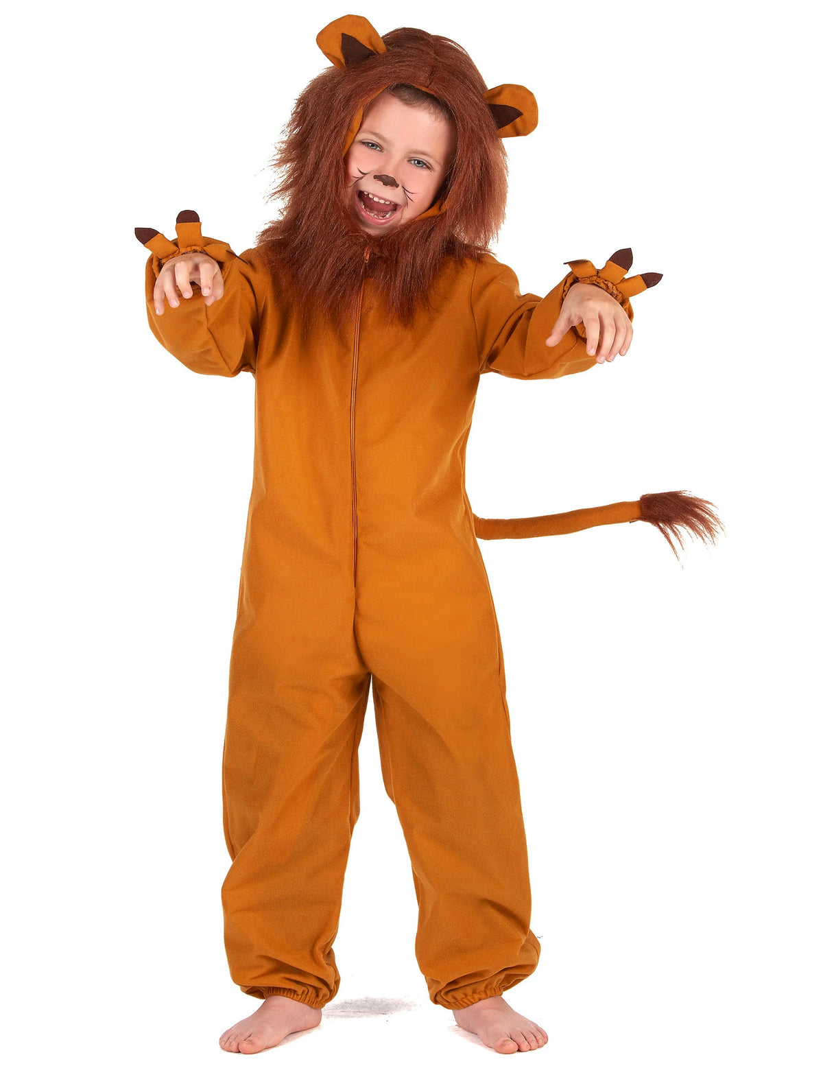 Déguisement de lion effet polaire pour enfant marron avec crinière et queue