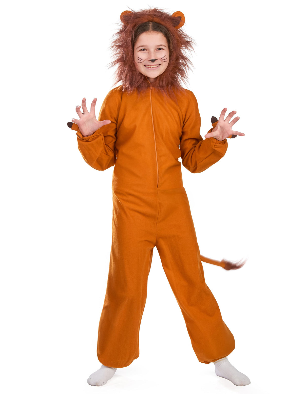 Vue de face du déguisement de lion effet polaire pour enfant