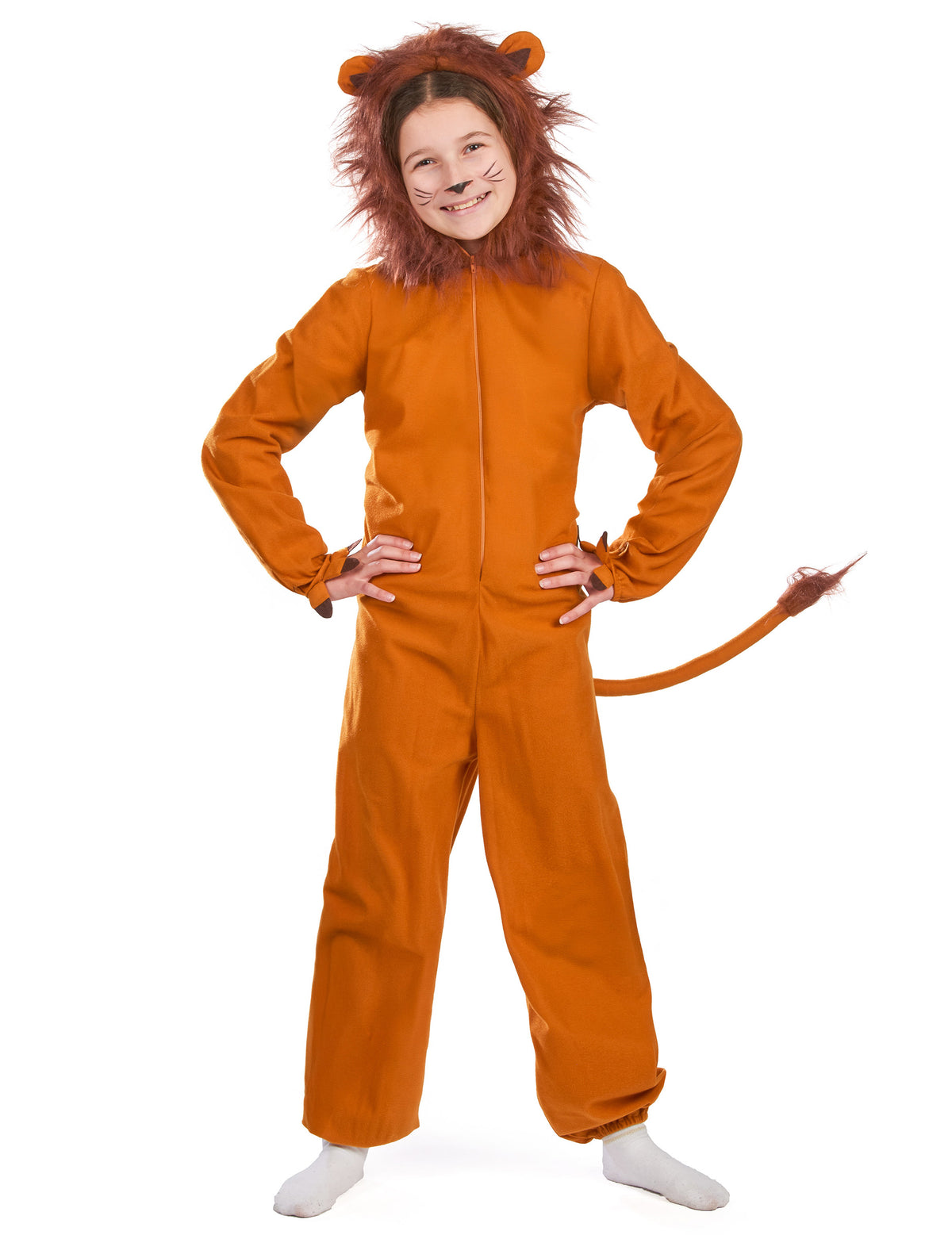Vue de face du déguisement de lion effet polaire pour enfant