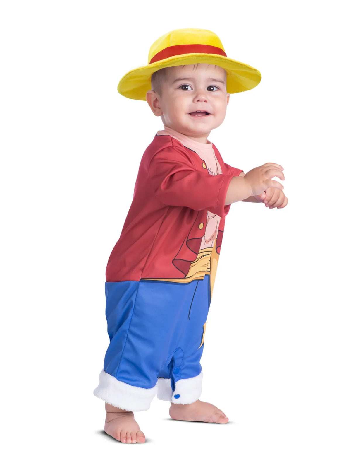 Vue de trois quarts du déguisement Luffy One Piece™ pour bébé