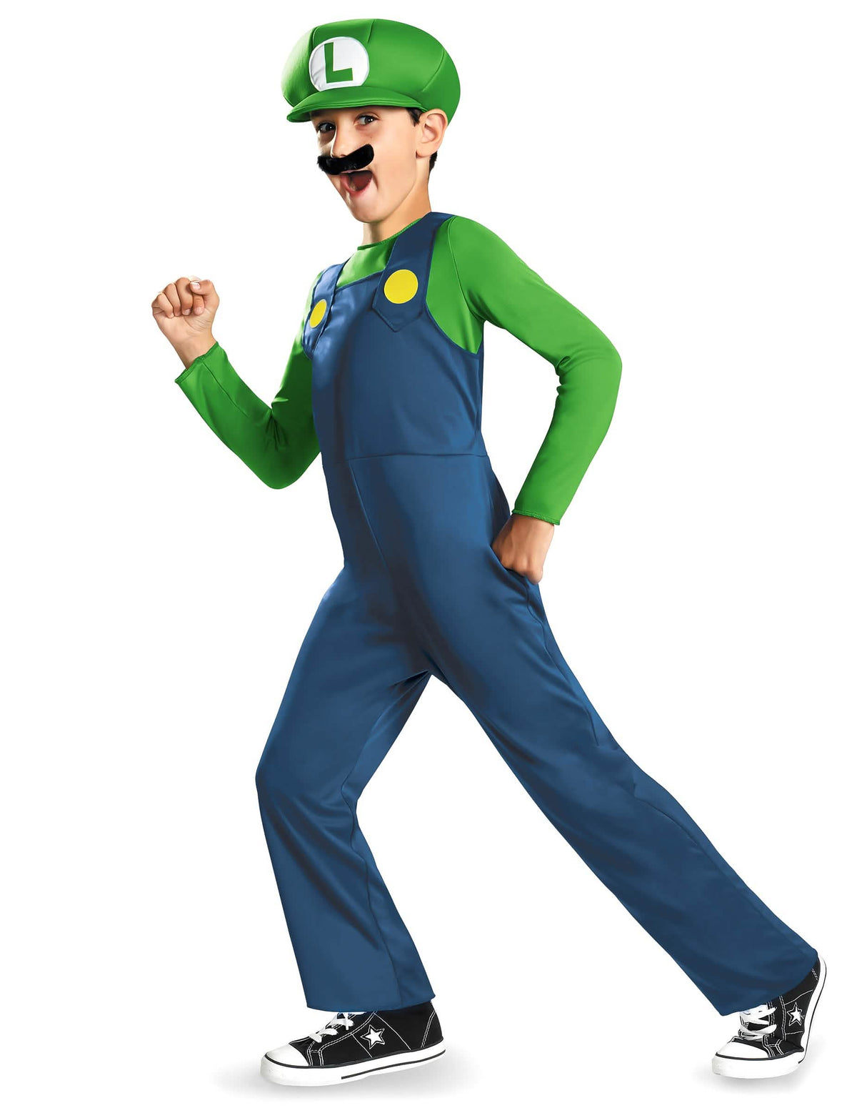Kostým Luigi™ pre dieťa zelená a modrá s čiapkou a fúzmi