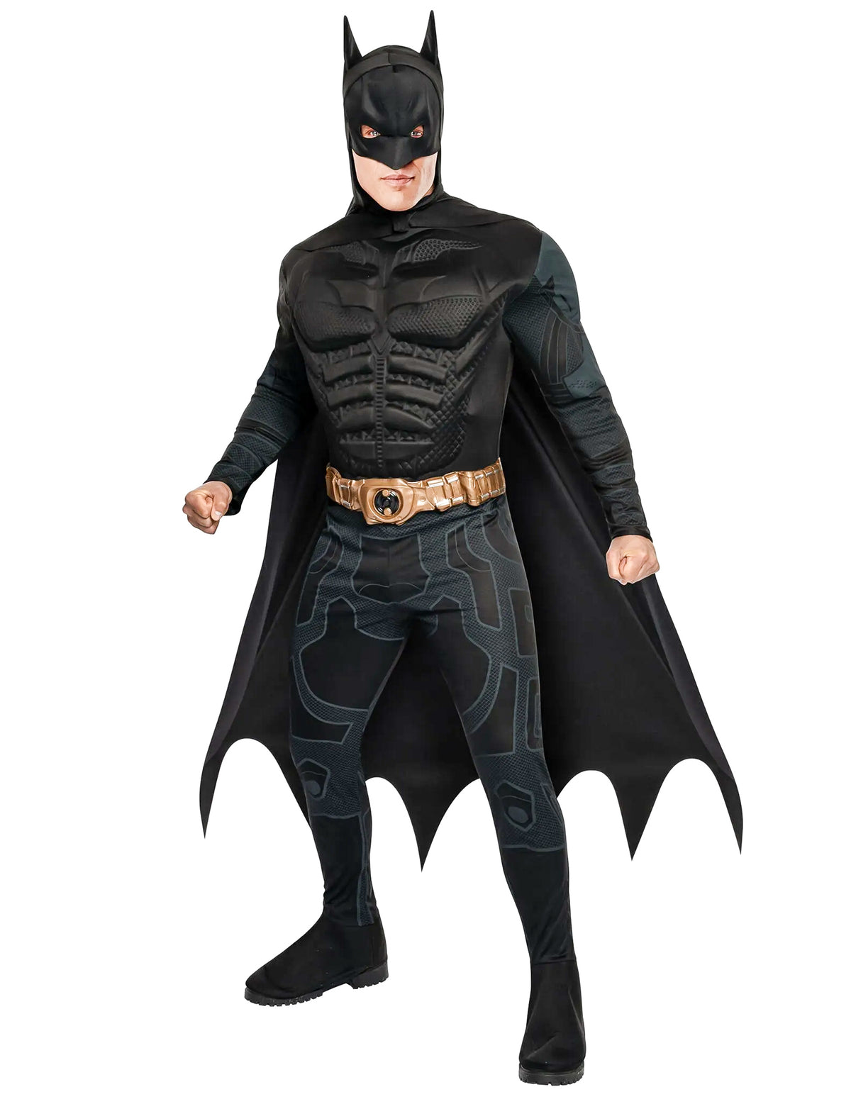 Déguisement luxe Batman™ pour homme noir avec ceinture dorée