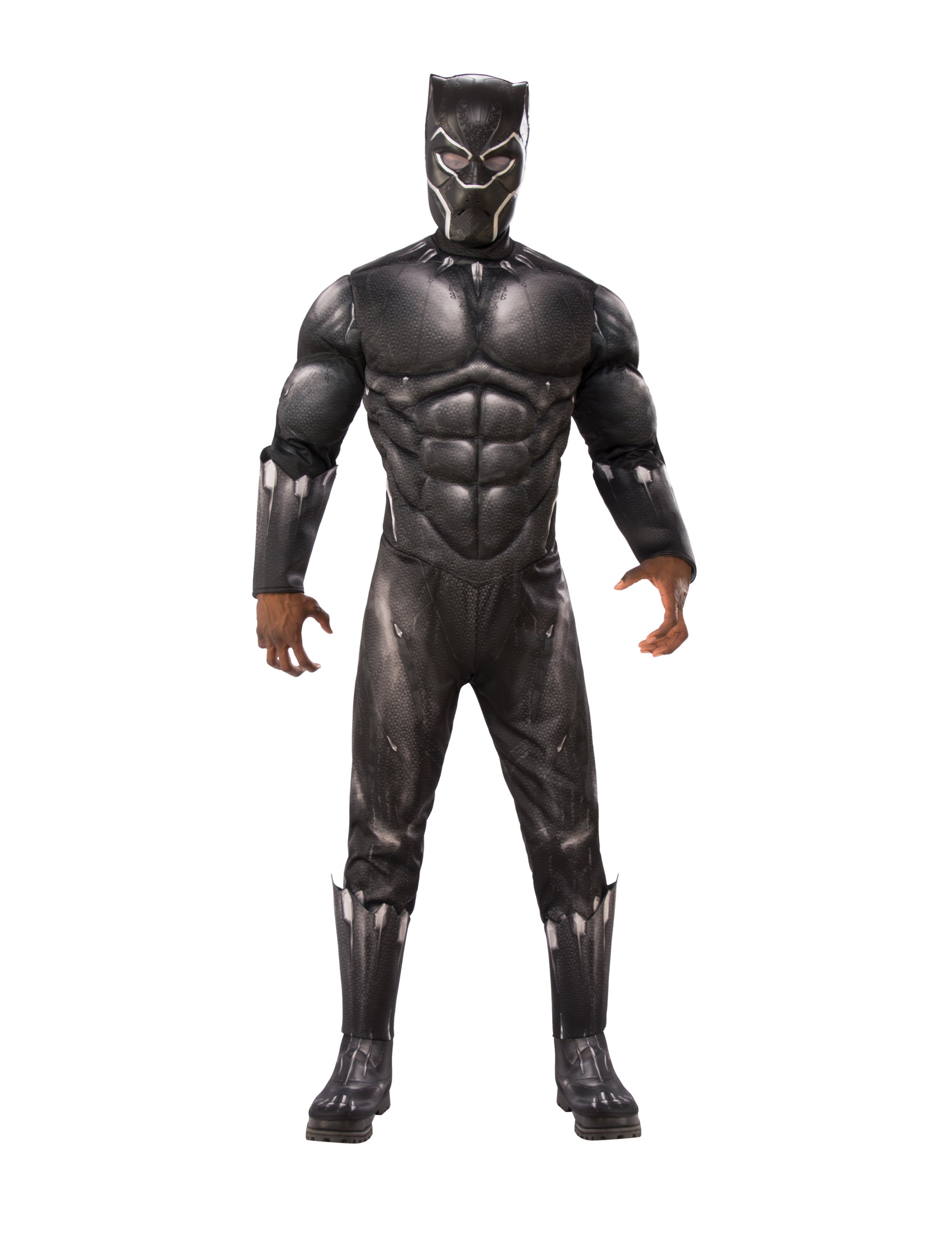 Déguisement luxe Black Panther Avengers pour adulte noir avec torse musclé et masque