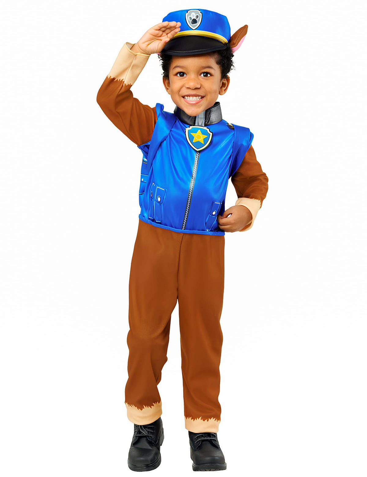 Déguisement luxe Chase Pat Patrouille pour enfant bleu et marron avec chapeau