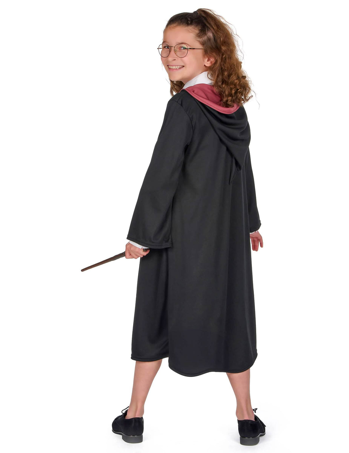 Zadný pohľad na luxusný kostým robe čarodejníka Gryffindor Harry Potter