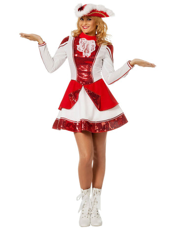 Dámsky červeno-biely kostým mažoretky