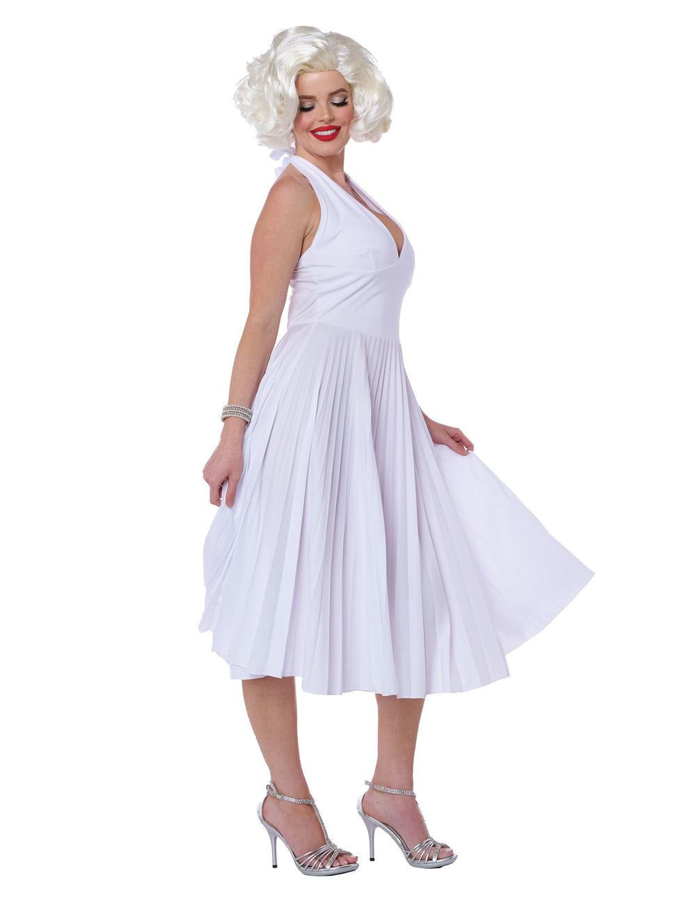 Déguisement Marilyn de Luxe pour femme blanc avec robe plissée