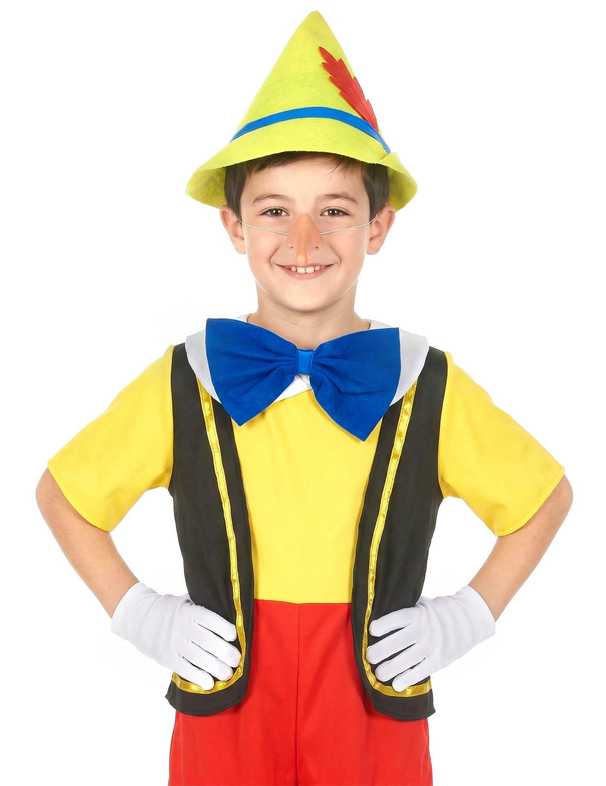 Detailný záber na trup kostýmu bábky malý klamár pre chlapec