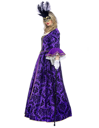 Luxusný fialový barokový kostým markízy pre ženy