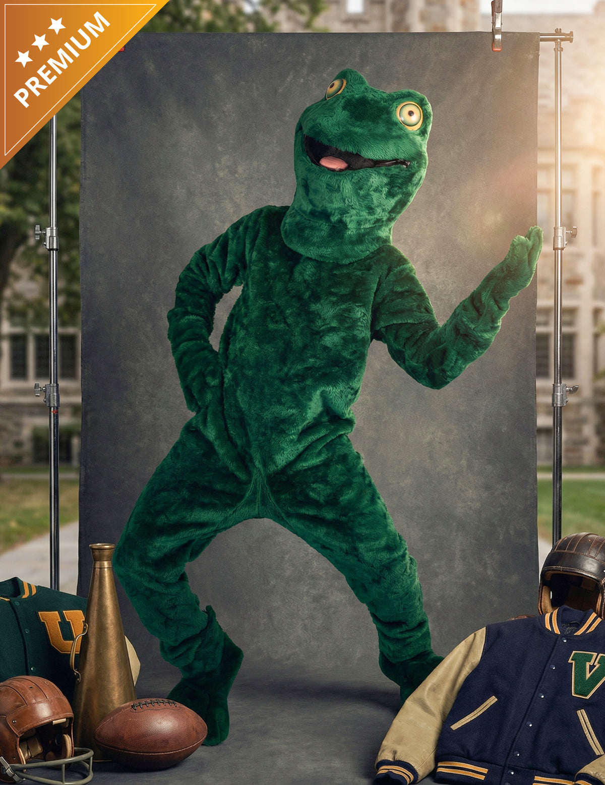 Déguisement mascotte grenouille pour adulte vert en peluche
