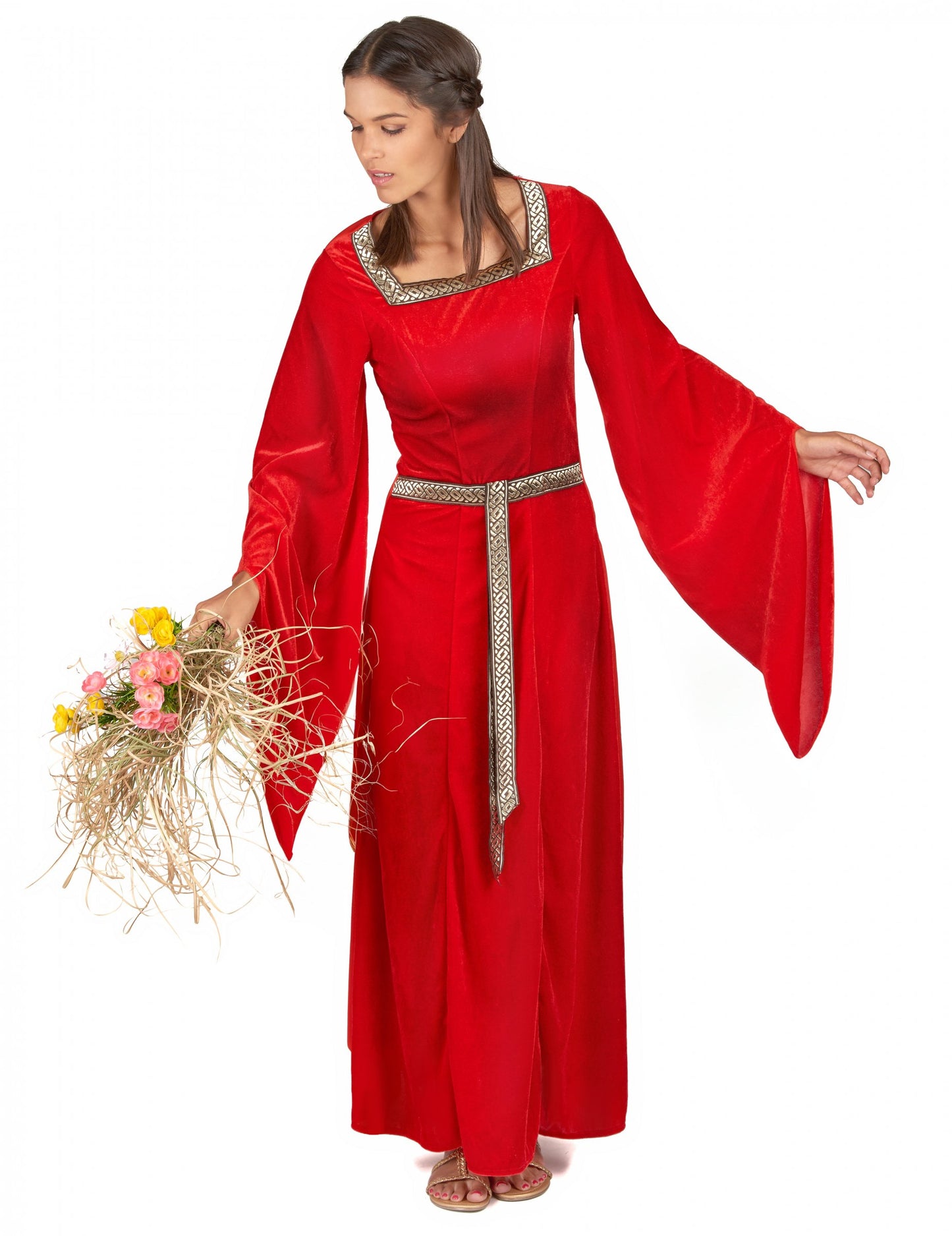 Červené stredoveké maskovanie zamatového efektu žien