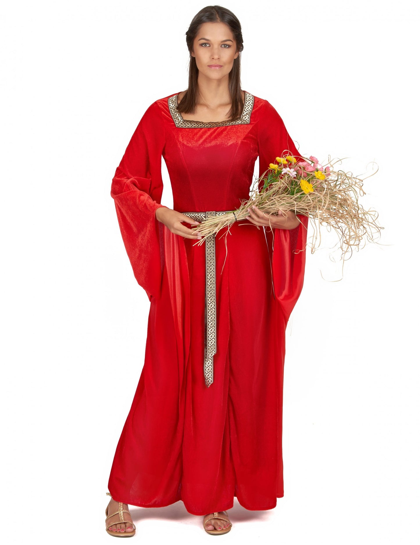 Červené stredoveké maskovanie zamatového efektu žien