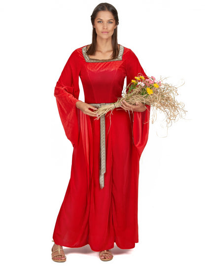 Červené stredoveké maskovanie zamatového efektu žien