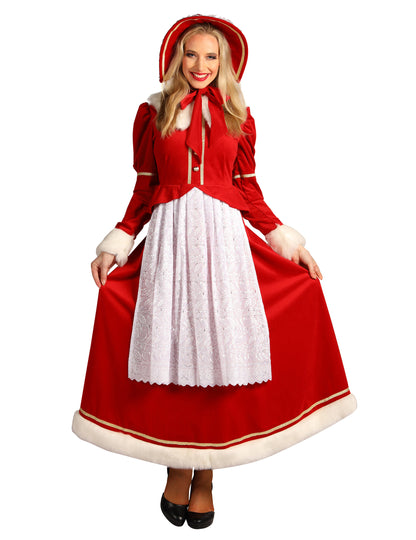 Tradičný kostým pani Clausovej pre ženy so zásterou