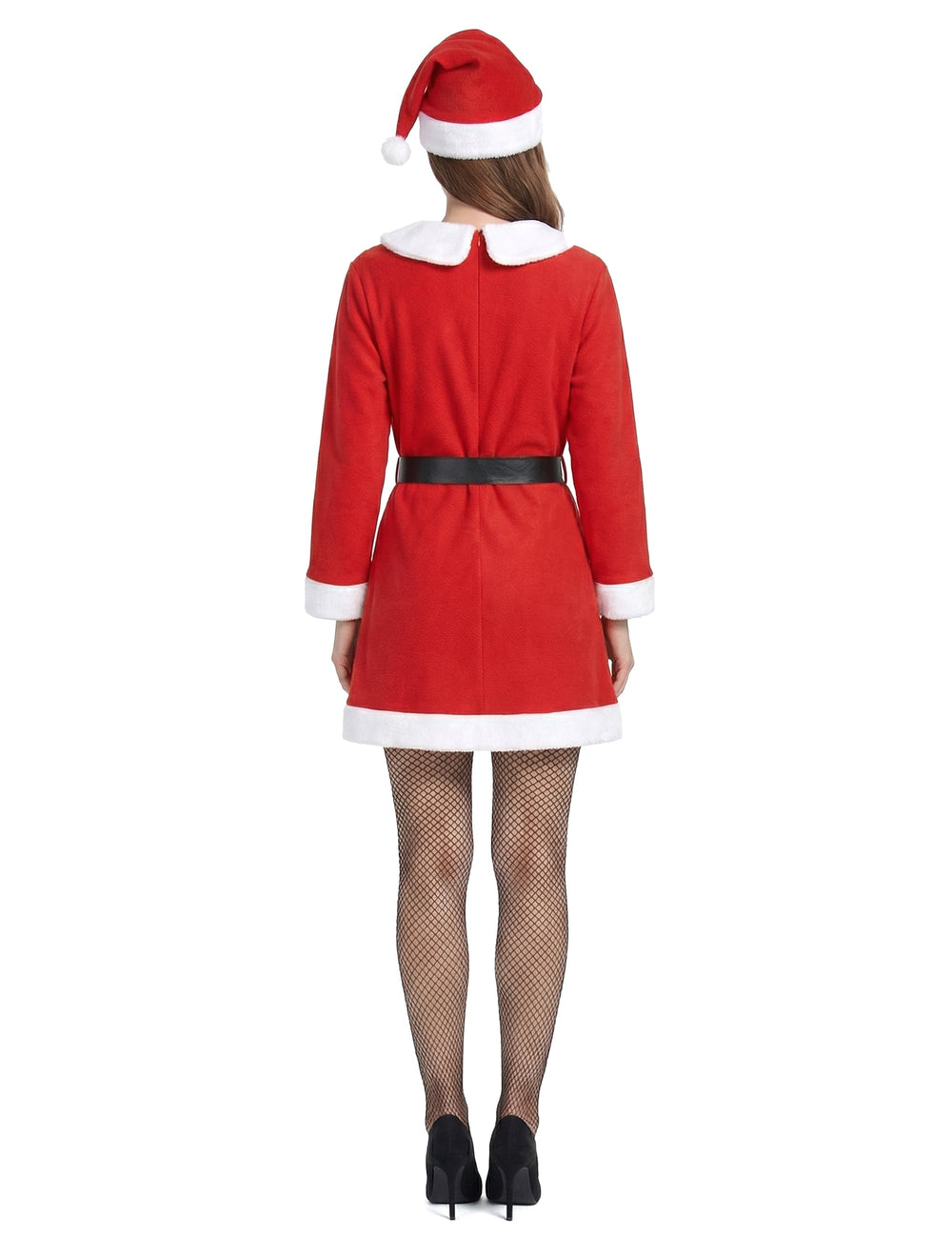 Vue de dos du déguisement Mère Noël pompons