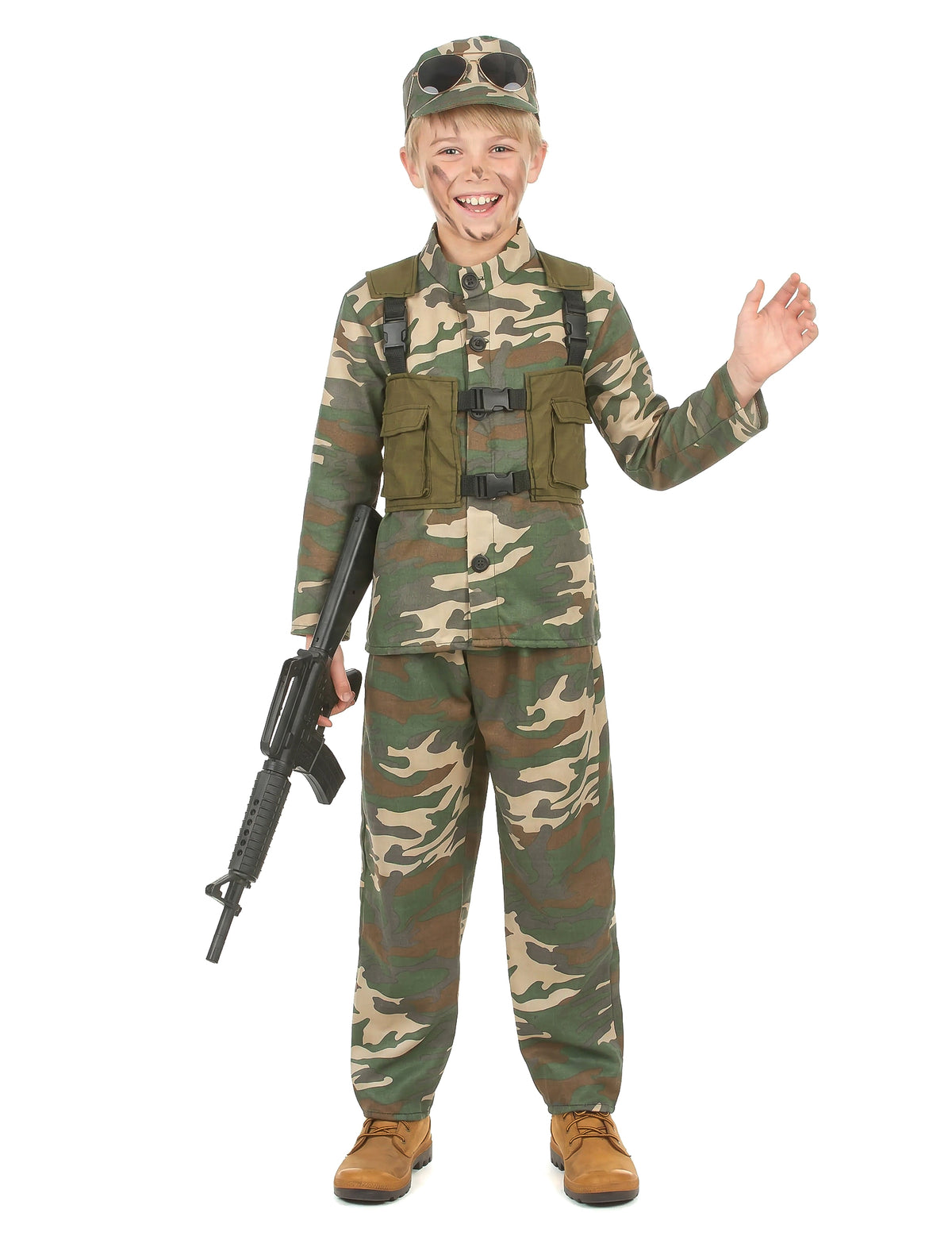 Vue de face du déguisement militaire pour garçon