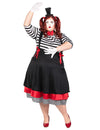Déguisement de mime pour femme noir et rouge avec haut rayé
