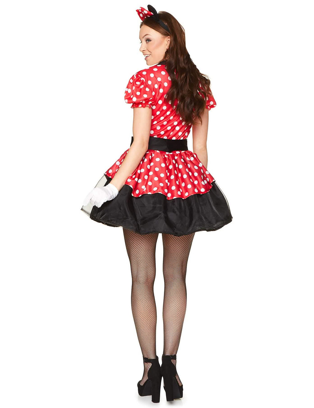 Pohľad zozadu na kostým Miss Mouse pre ženu