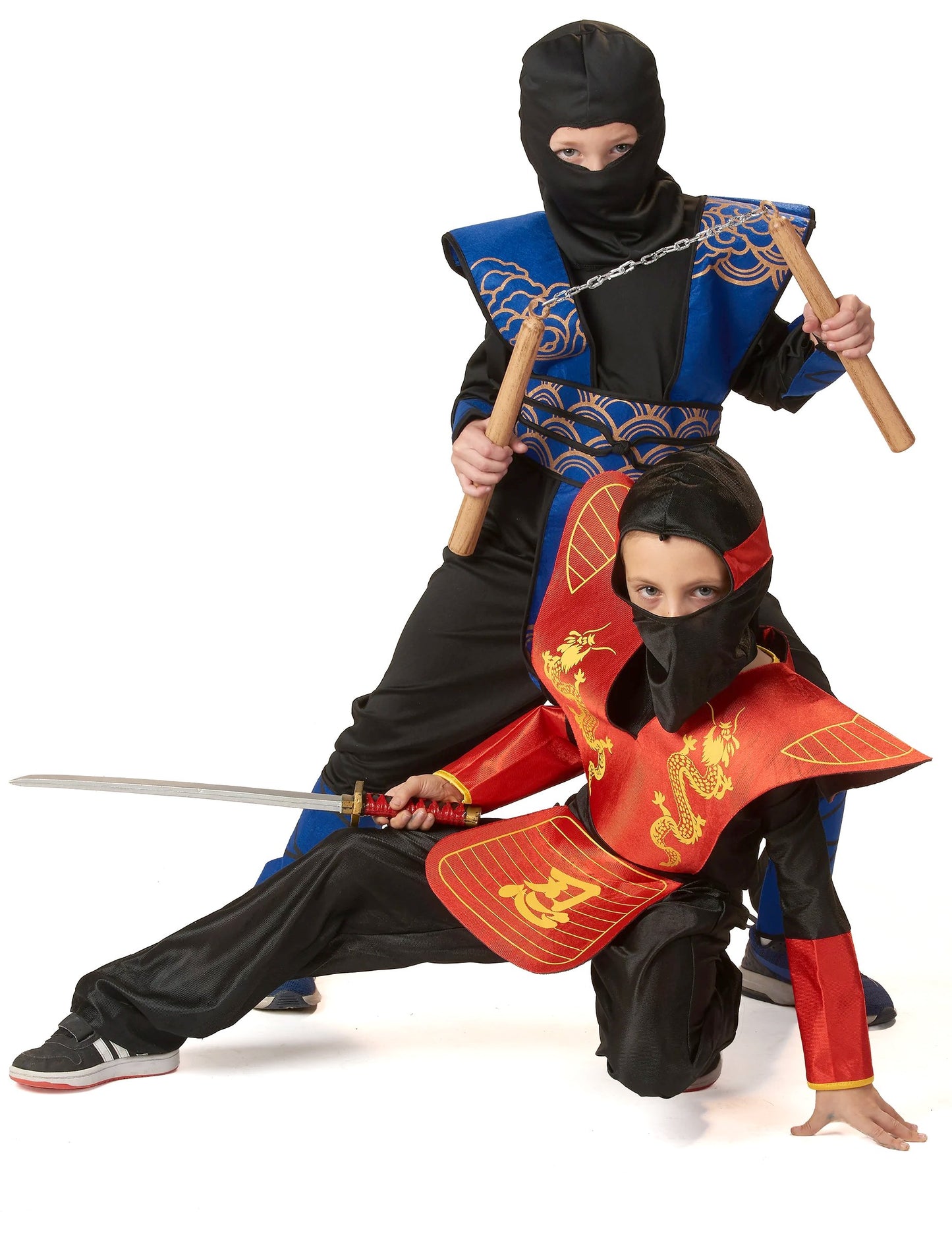 Modrý a zlatý kostým Ninja