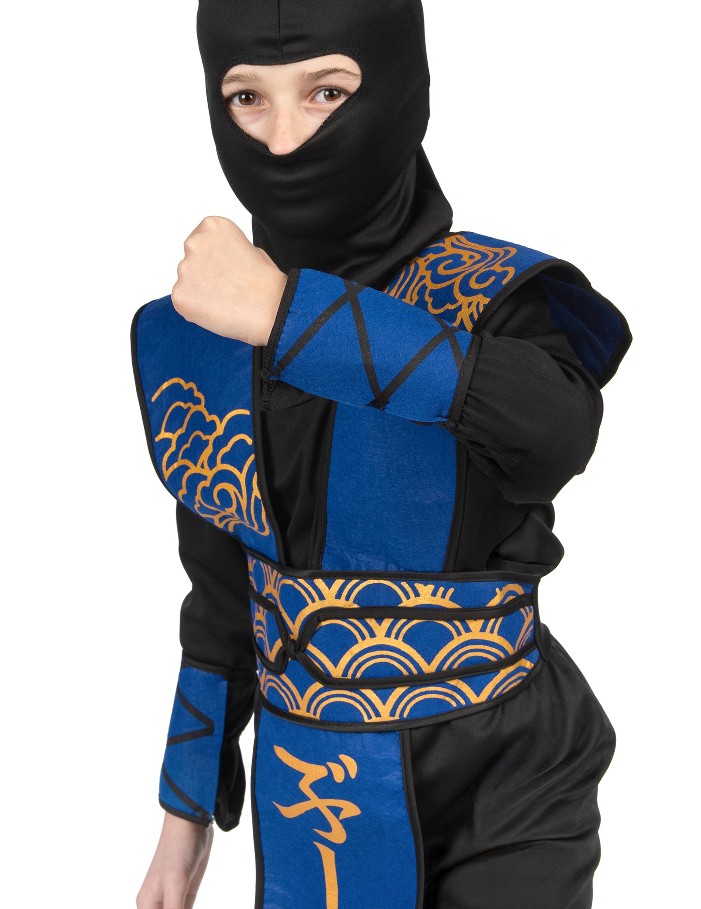 Modrý a zlatý kostým Ninja