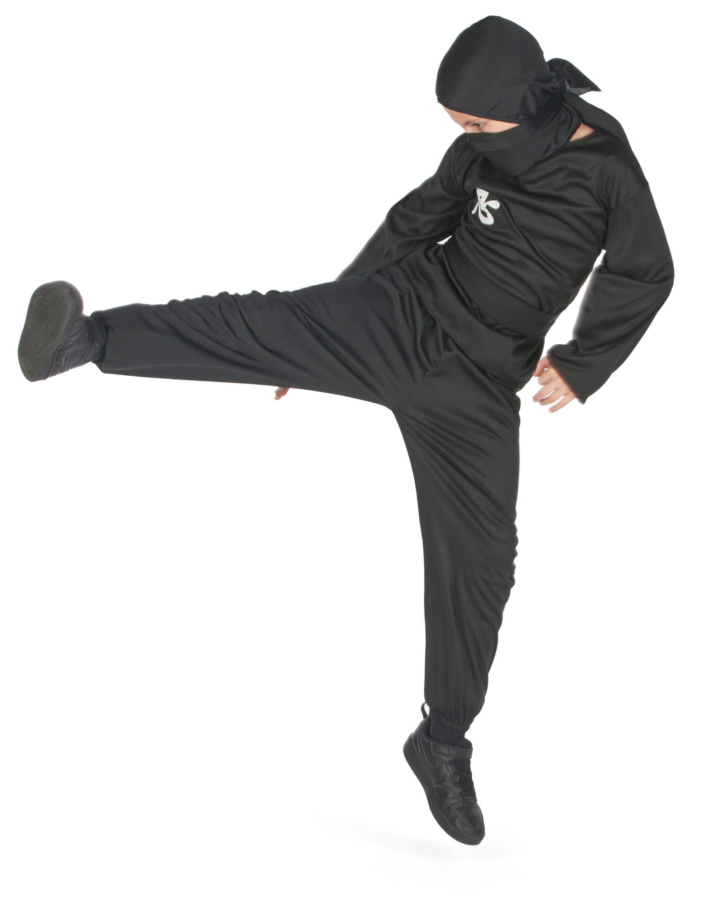 Vue de profil en action du déguisement ninja commando