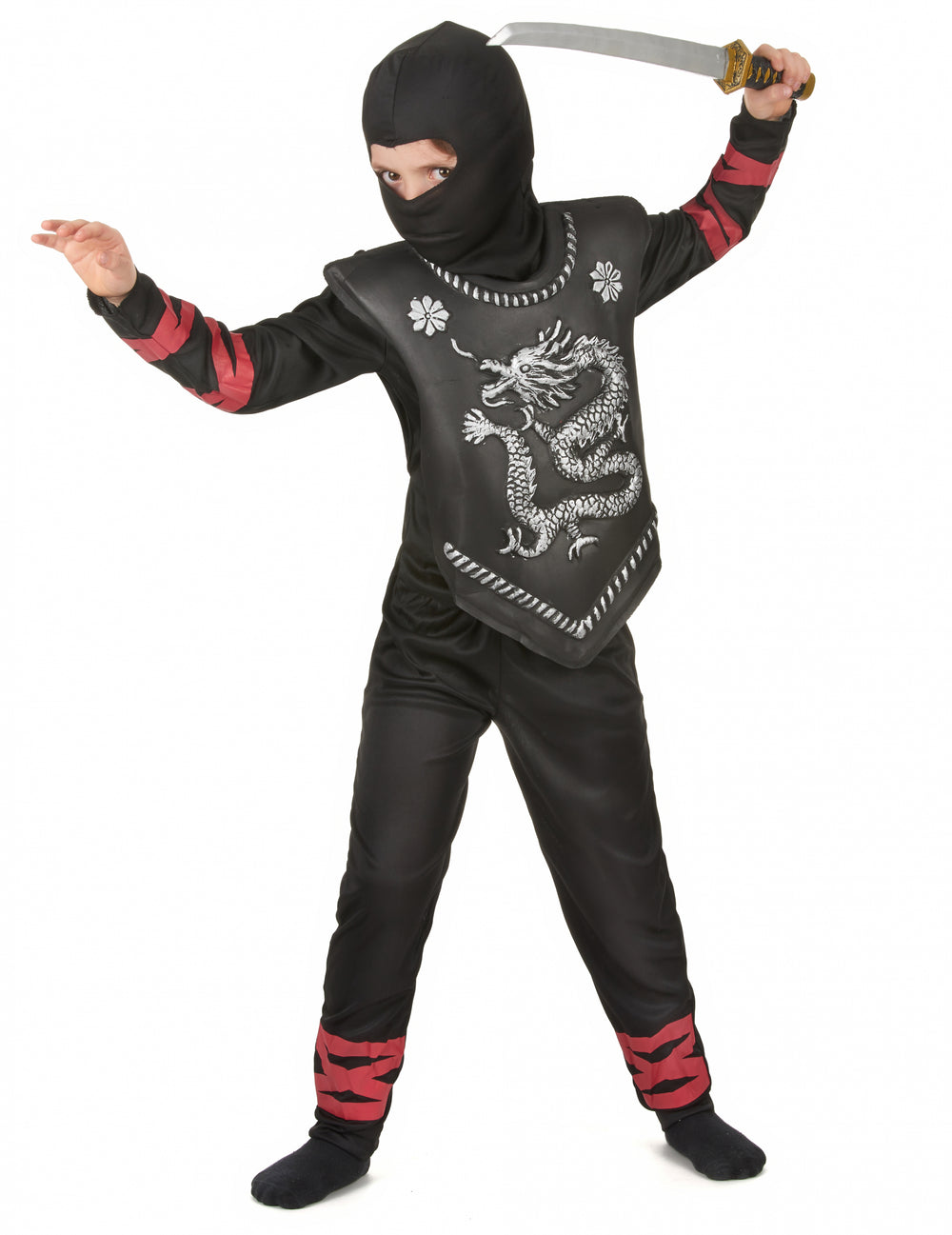 Sabre en plastique tenu en main du déguisement de ninja dragon pour garçon