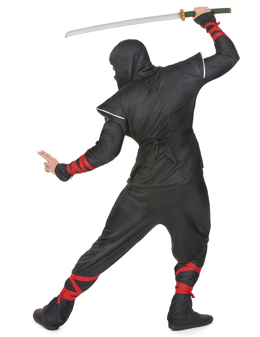 Vue de dos du déguisement ninja dragon argentés