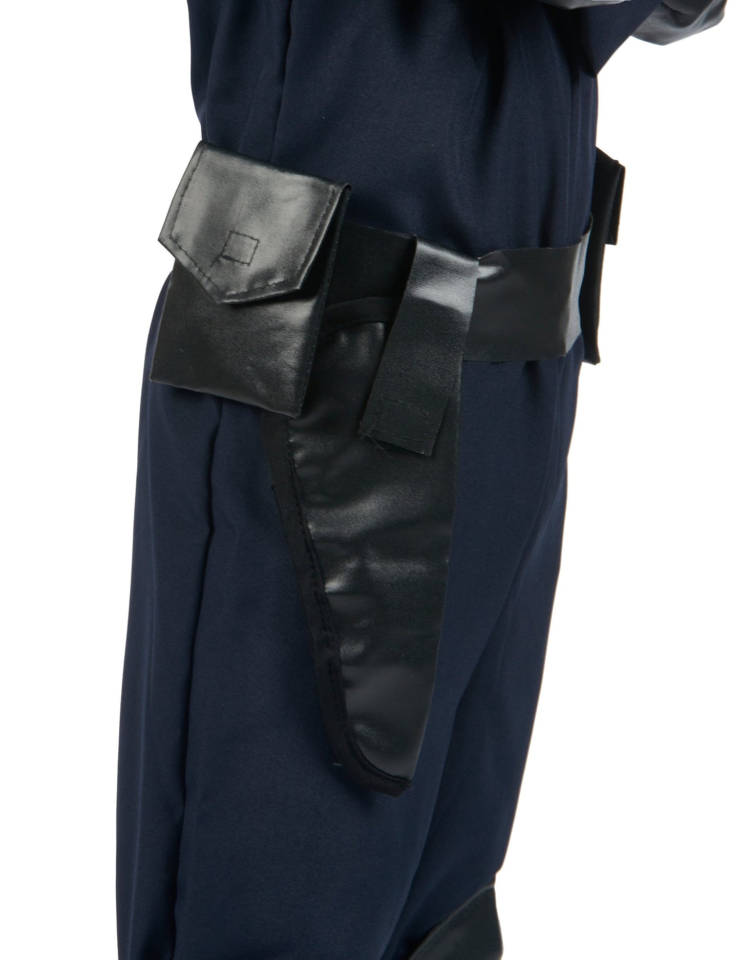 Détail de la ceinture avec holster et pochette du déguisement officier du SWAT pour enfant