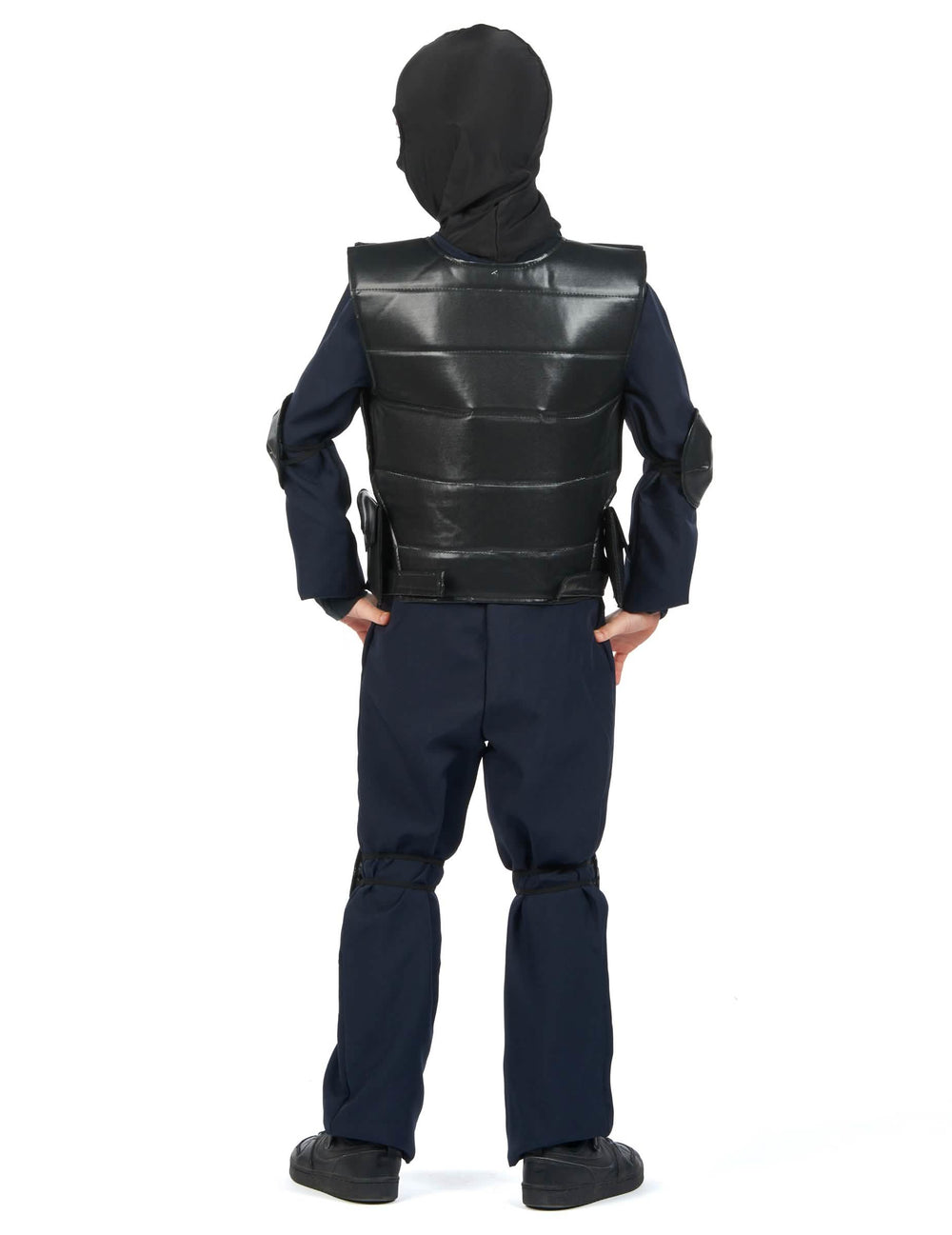 Pohľad zozadu na kostým dôstojníka SWAT