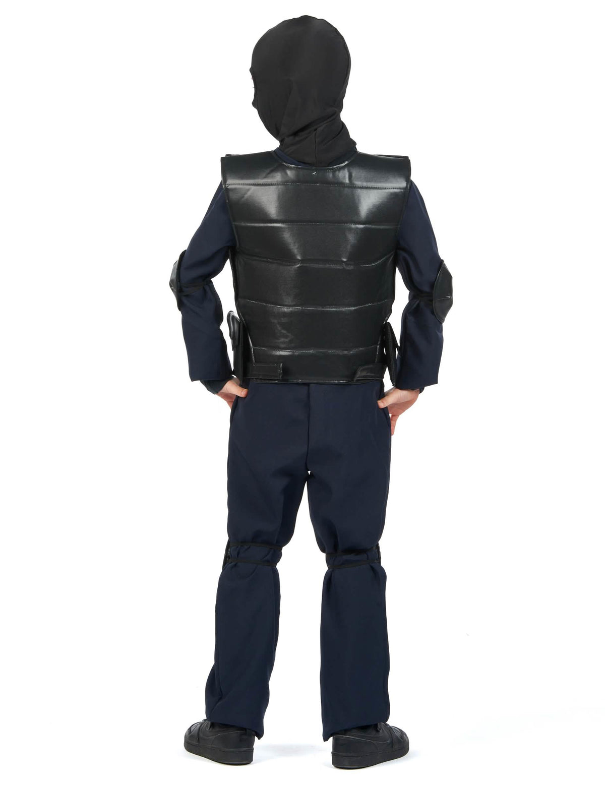 Pohľad zozadu na kostým dôstojníka SWAT